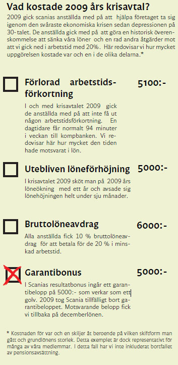 En summering över vad krisavtalet 2009 kostade våra medlemmar